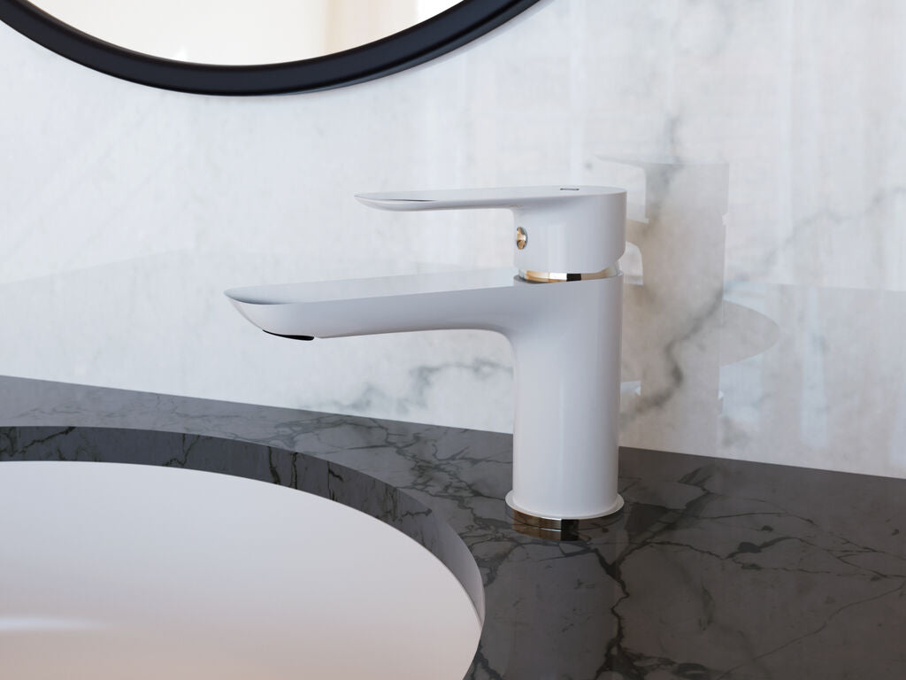 Grifo monomando de lavabo Cassio Blanco/Cromo GME – imagen 3 de 4