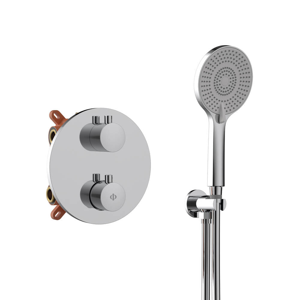 Conjunto empotrar 2/3 funciones termostático Round cromo GME – Cromo