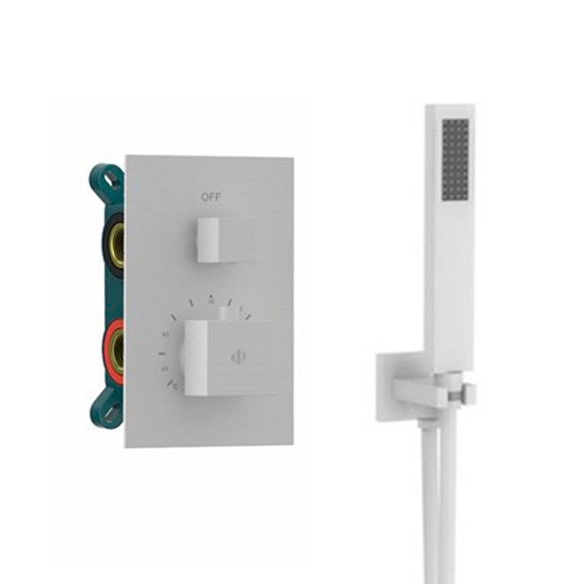 Conjunto empotrar 2/3 funciones termostático Orion cromo GME – Blanco – imagen 10