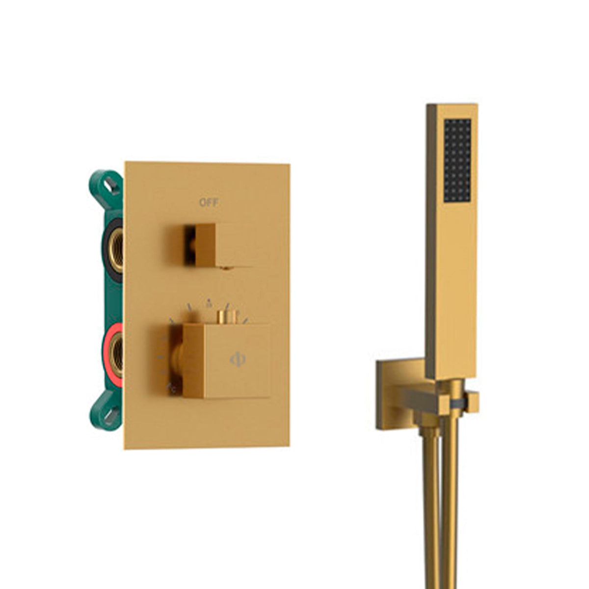 Conjunto empotrar 2/3 funciones termostático Orion cromo GME – Oro – imagen 4
