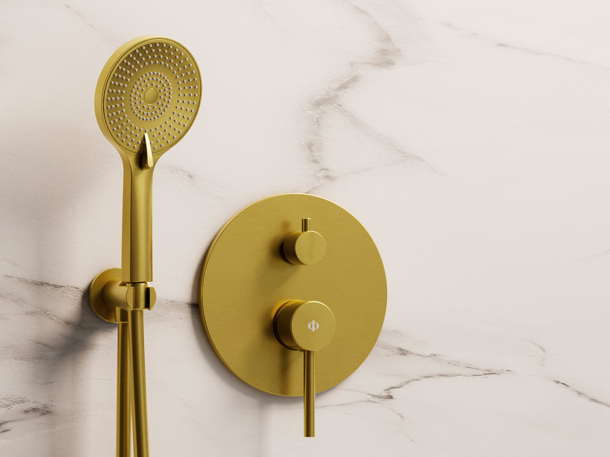Conjunto de ducha empotrado monomando 2 funciones Sirio cromo dorado GME – Oro – imagen 13