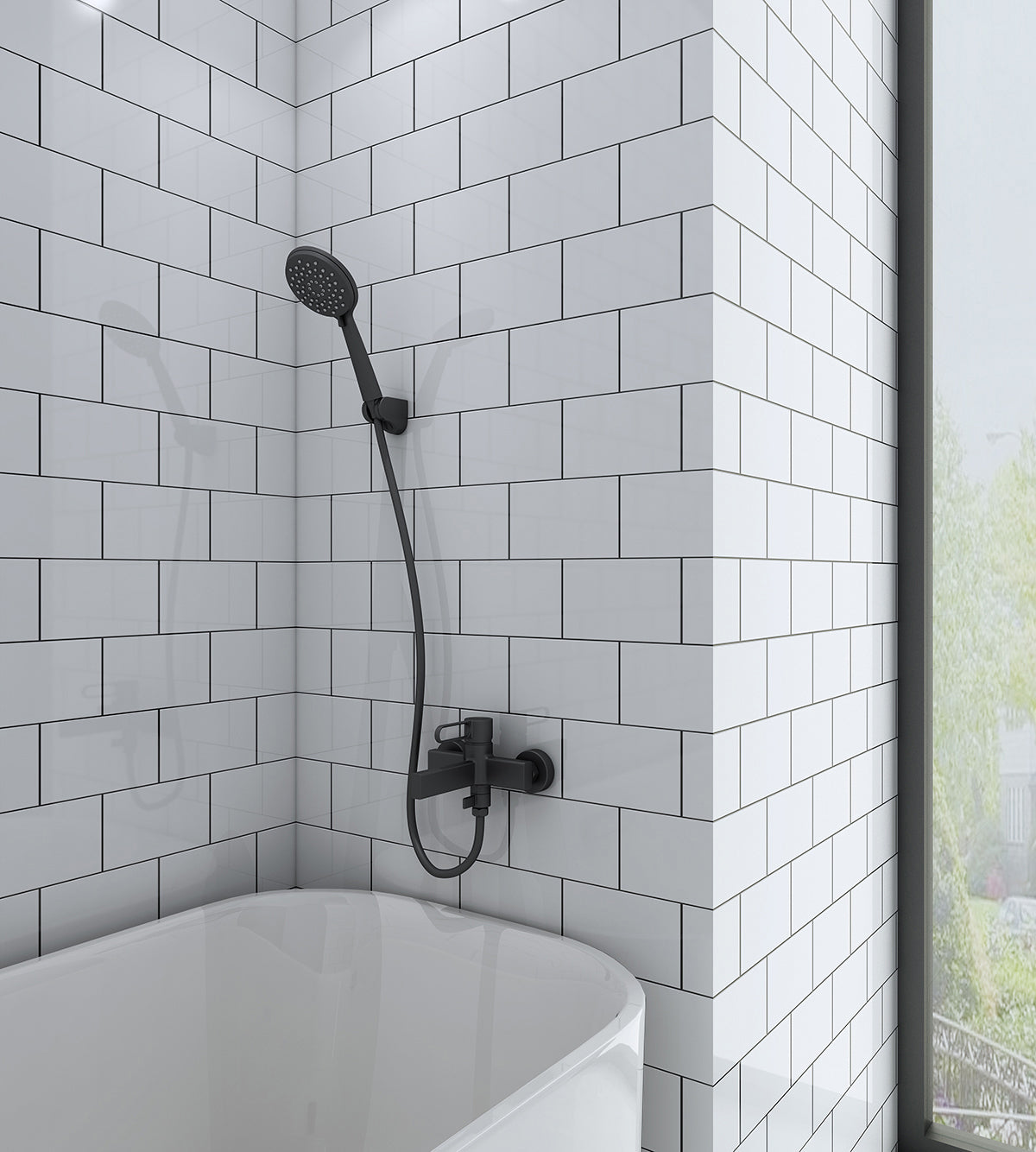 Grupo bañera con kit ducha Dior GME – Negro mate – imagen 6