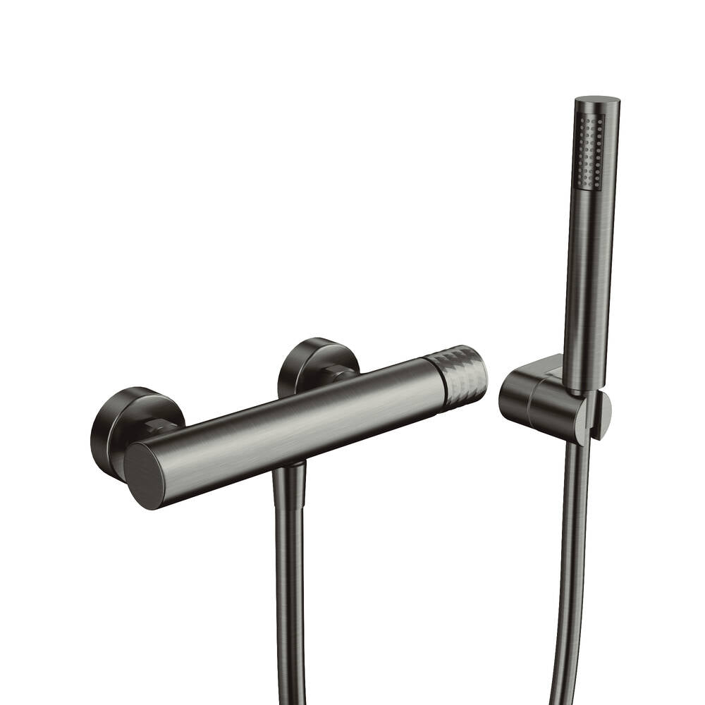 Conjunto de ducha Helios/Radio cromo con kit GME – Titanio