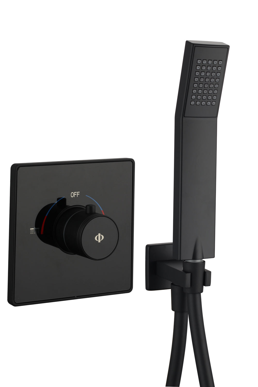 Conjunto de ducha empotrado 2 funciones Universal cromo con kit GME – Negro – imagen 14