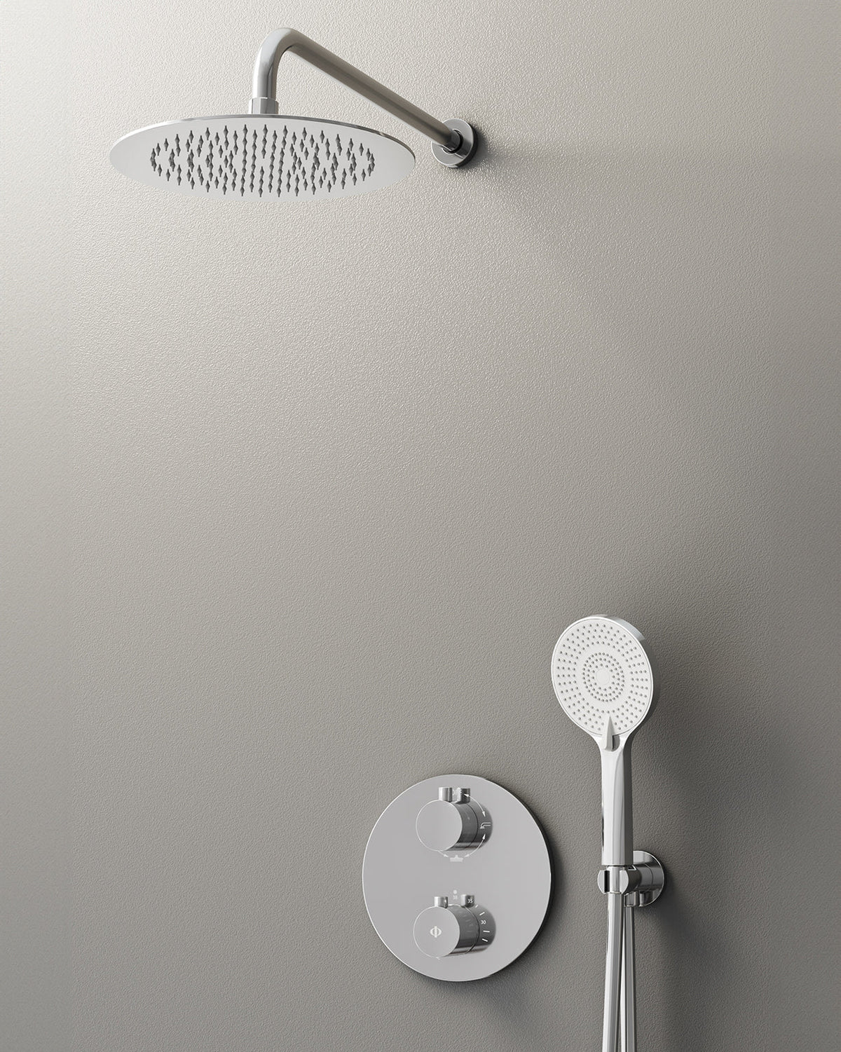 Conjunto de ducha empotrado termostático Round cromo con rociador pared – imagen 2 de 2