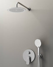 Conjunto de ducha empotrado monomando Cassio cromo con rociador pared