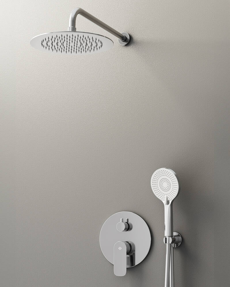 Conjunto de ducha empotrado monomando Cassio cromo con rociador pared