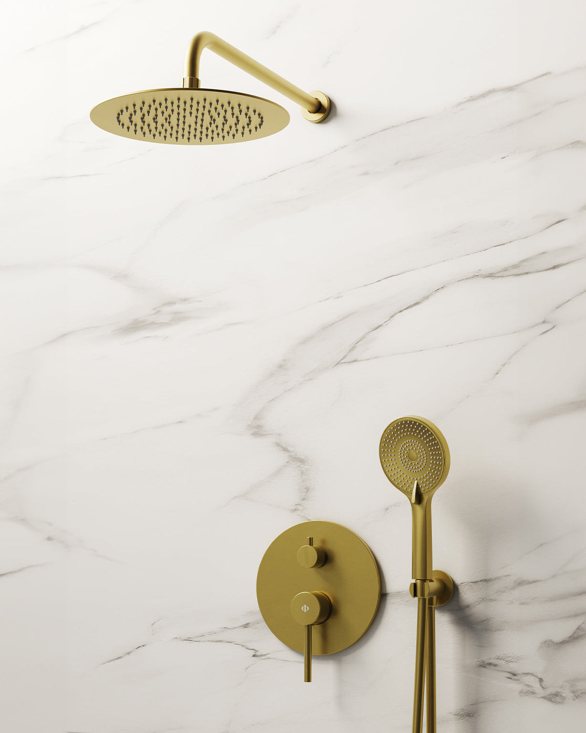 Conjunto de ducha empotrado monomando Sirio con rociador pared GME – Oro – imagen 4