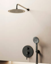 Conjunto de ducha empotrado monomando Sirio con rociador pared GME – Titanio