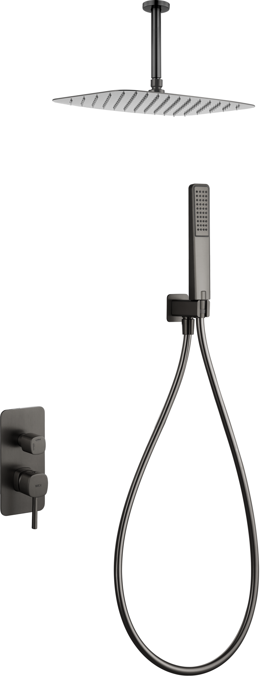Conjunto de ducha monomando empotrado Arezzo Imex – Black gun metal