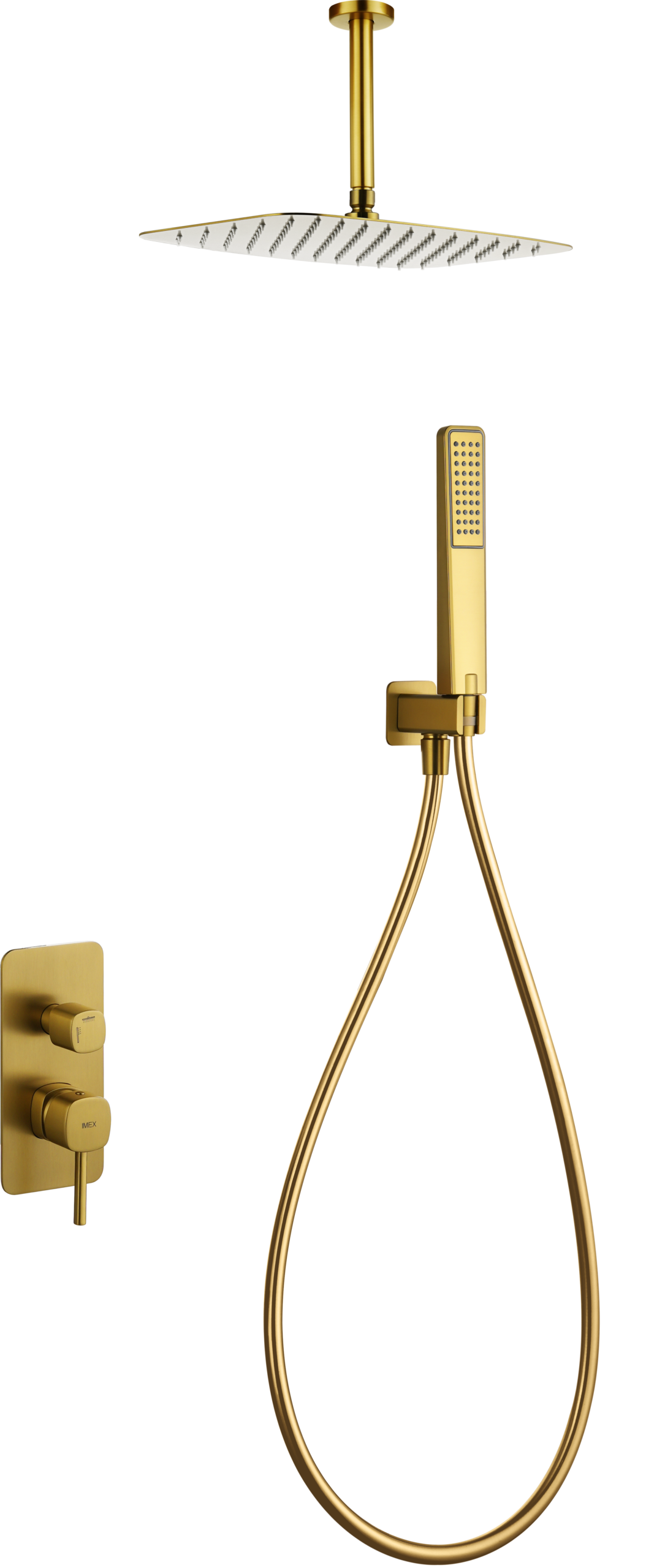 Conjunto de ducha monomando empotrado Arezzo Imex – Oro cepillado