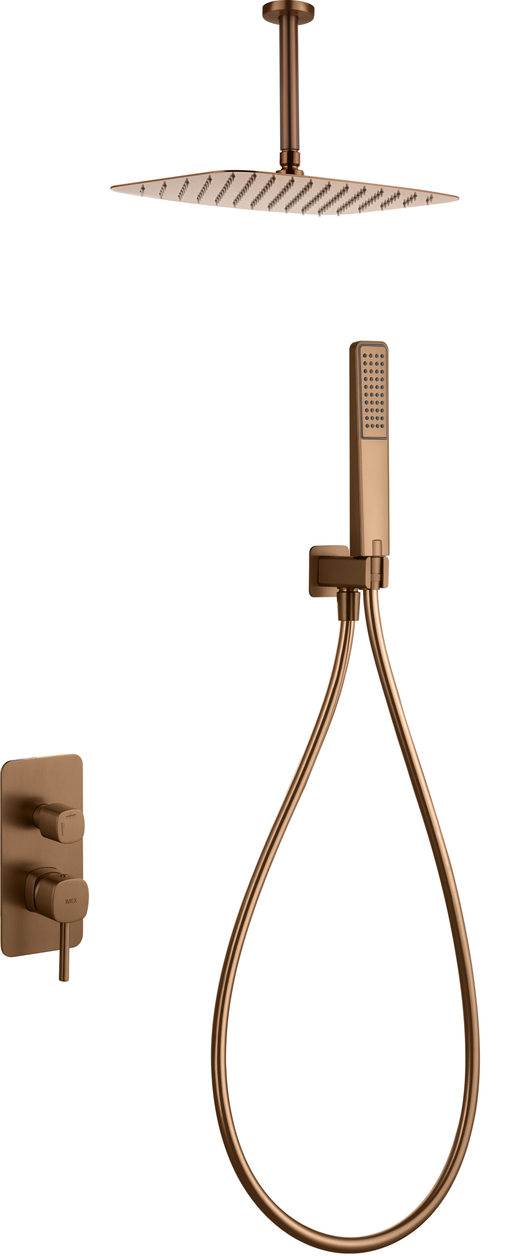 Conjunto de ducha monomando empotrado Arezzo Imex – Oro rosa cepillado