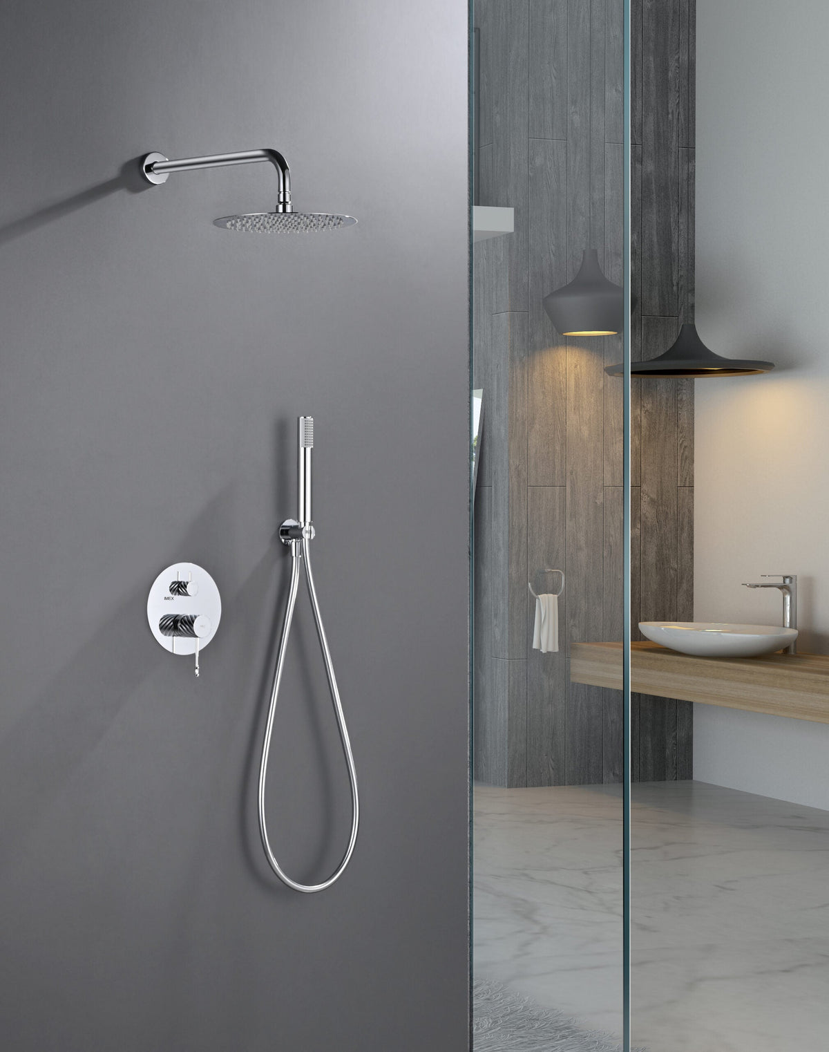 Conjunto de ducha monomando empotrado Bless Imex – Cromo