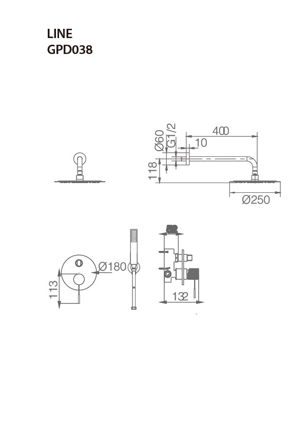 Columna de ducha empotrada Line Imex – Cromo