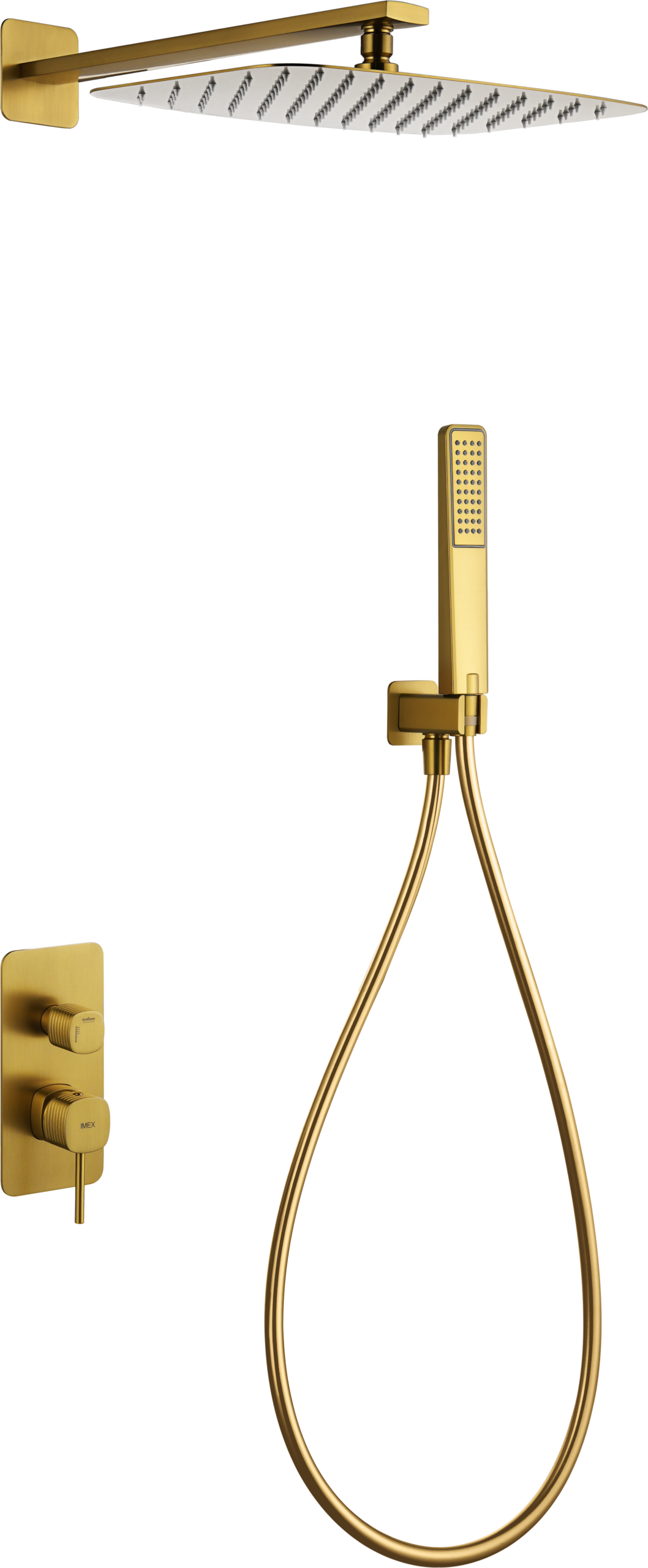 Conjunto de ducha monomando empotrado Firenze IMEX – Oro cepillado