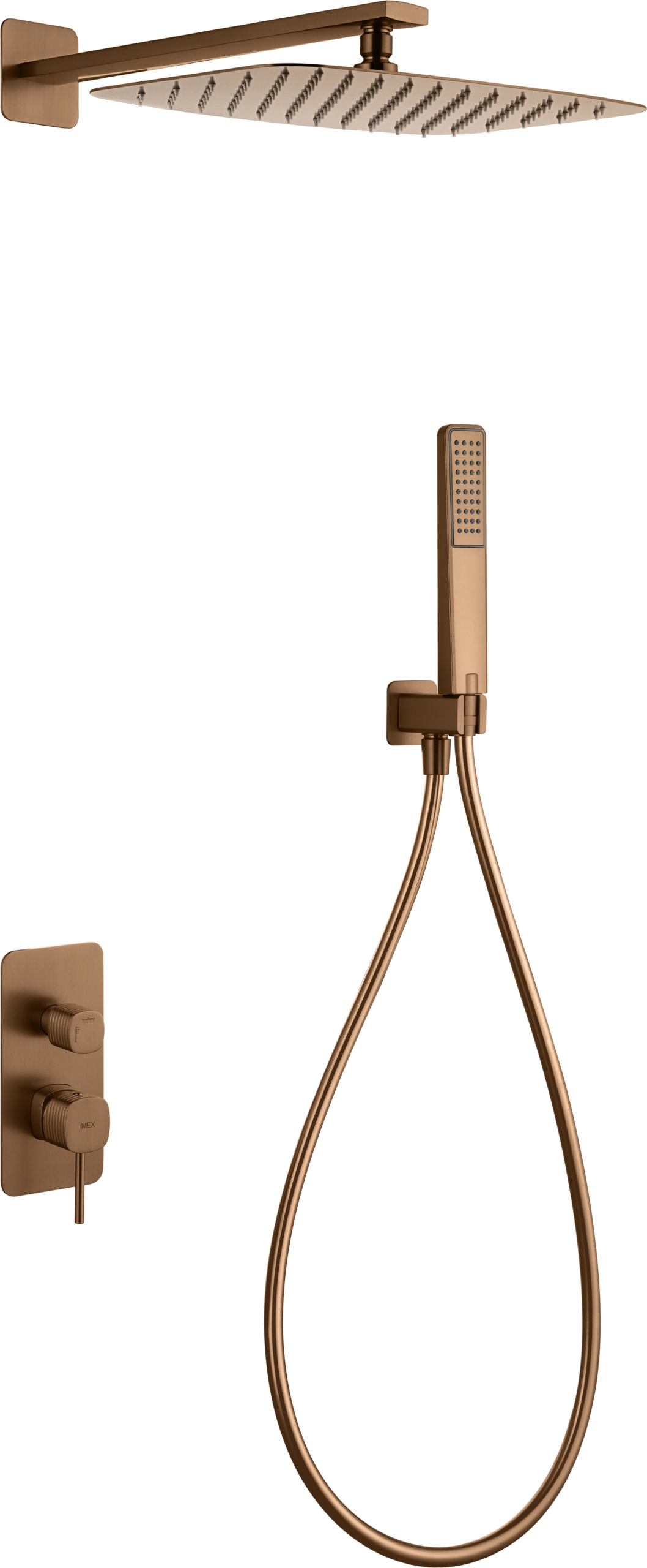 Conjunto de ducha monomando empotrado Firenze Imex – Oro rosa cepillado