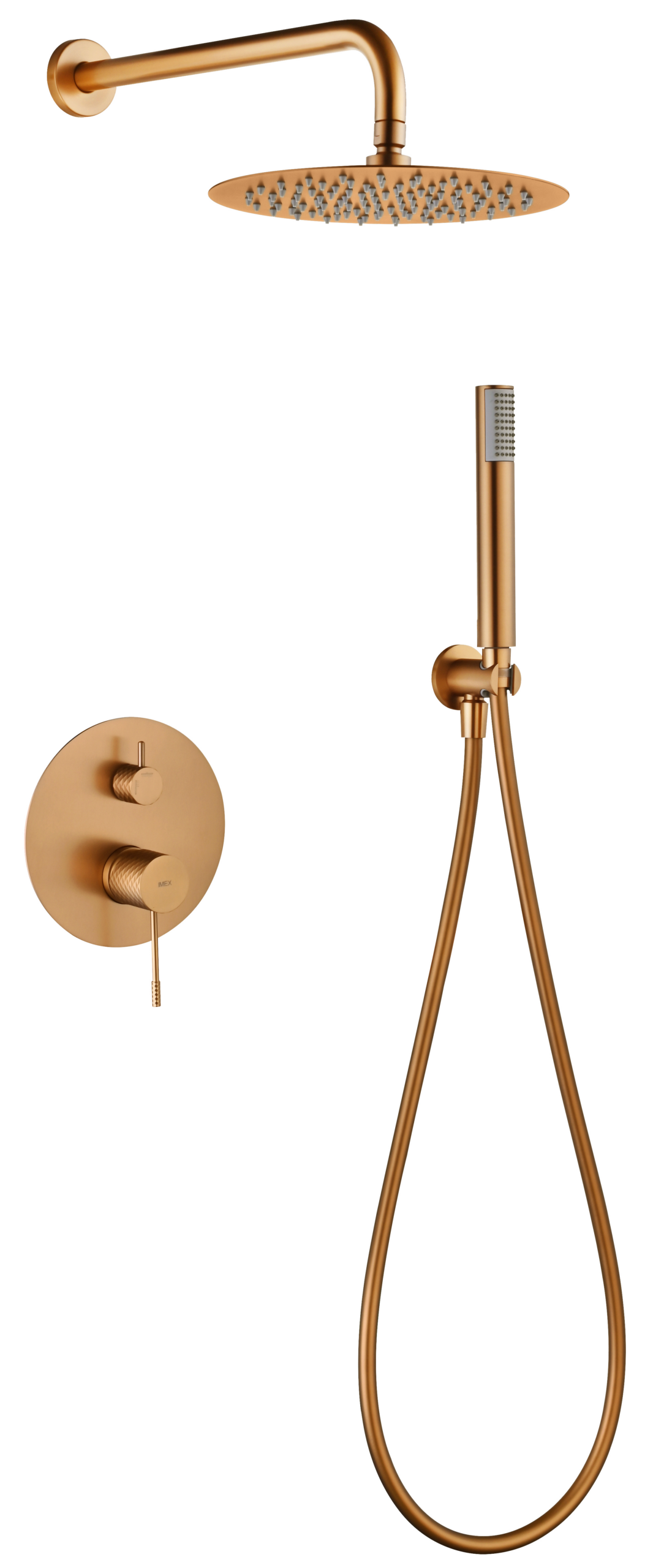 Conjunto de ducha monomando empotrado Genova Imex – Oro rosa cepillado