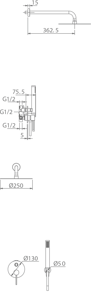 Columna de ducha empotrada Milos Stick Imex – imagen 3 de 9