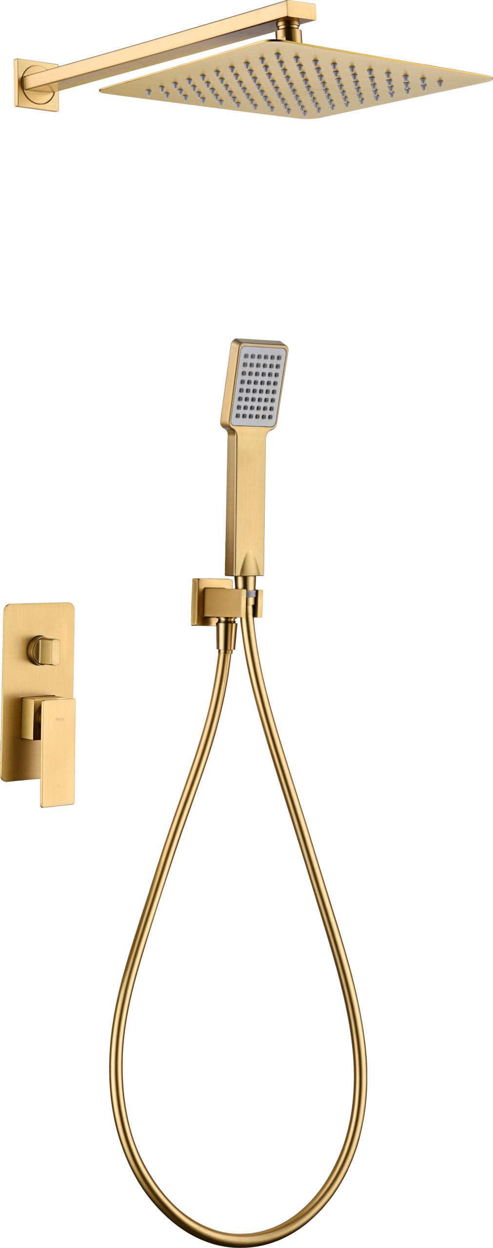 Conjunto de ducha monomando empotrado Pisa IMEX – Oro cepillado – imagen 5