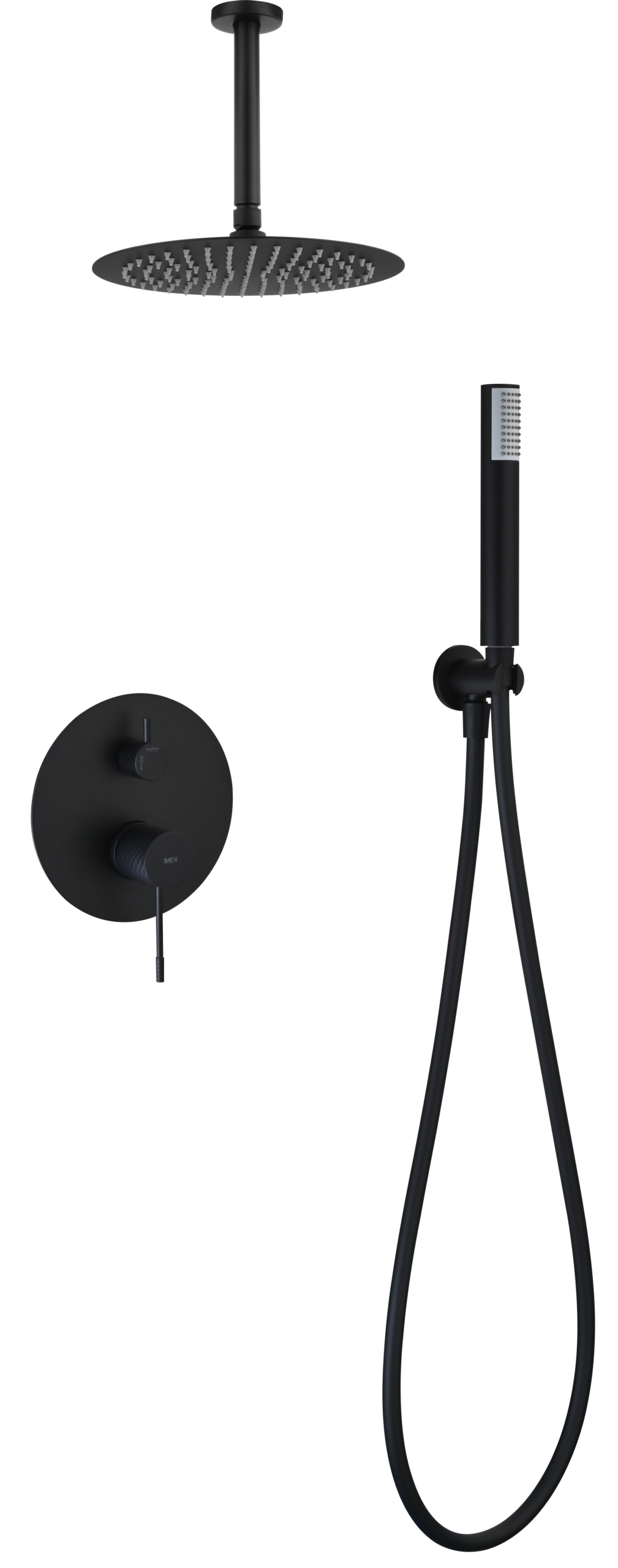 Conjunto de ducha monomando empotrado Piamonte Imex – Negro mate