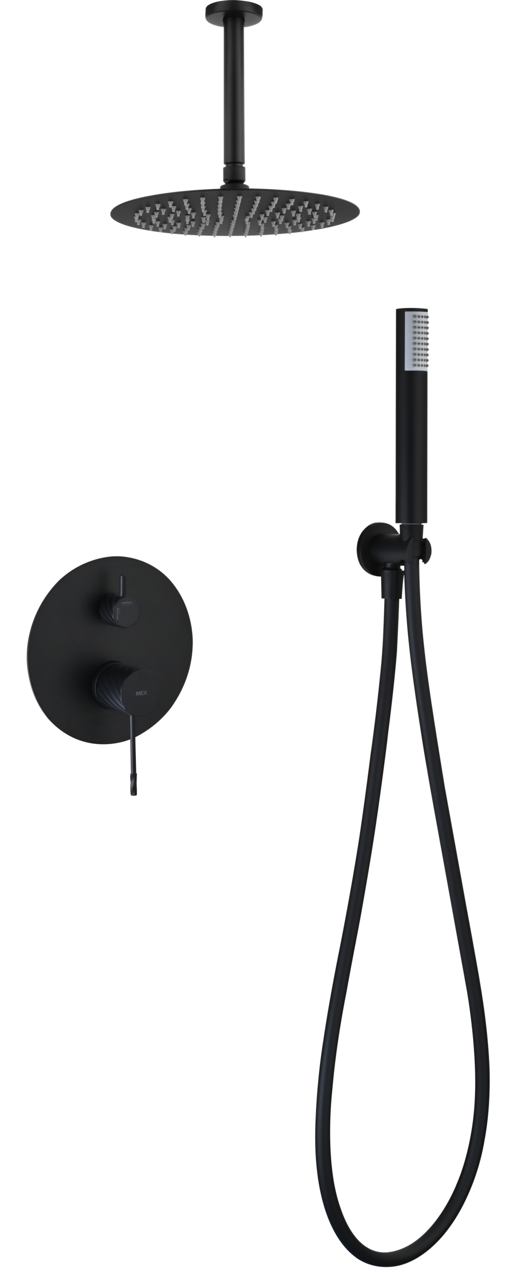 Conjunto de ducha monomando empotrado Palau Imex – Negro mate