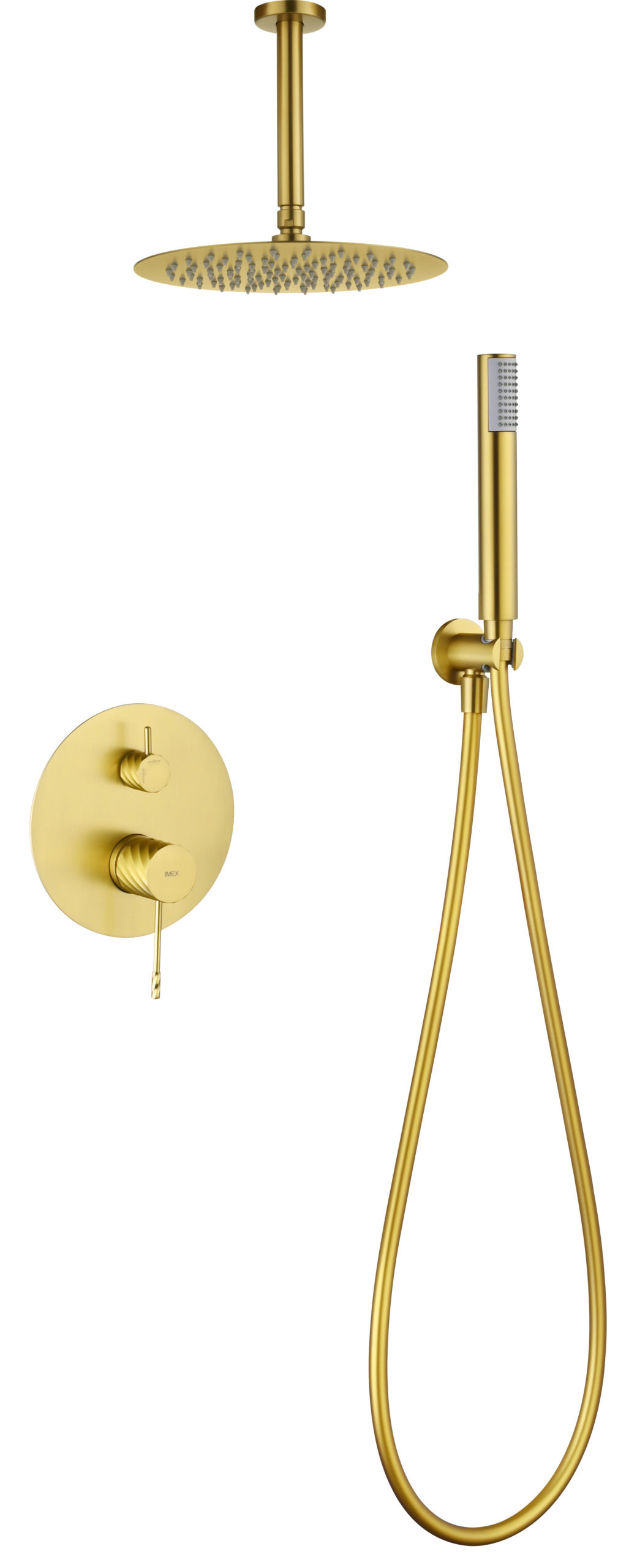 Conjunto de ducha monomando empotrado Palau Imex – Oro cepillado