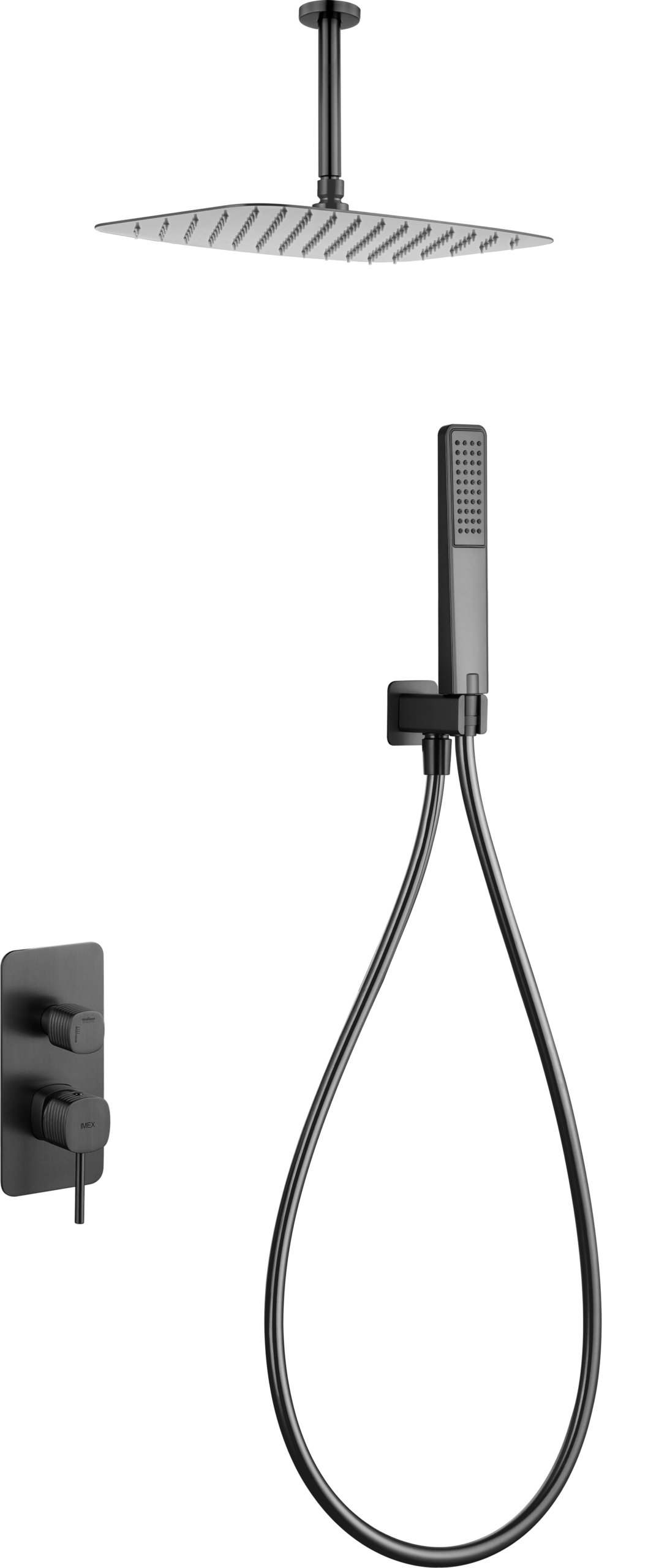 Conjunto de ducha monomando empotrado Sassari Imex – Black gun metal