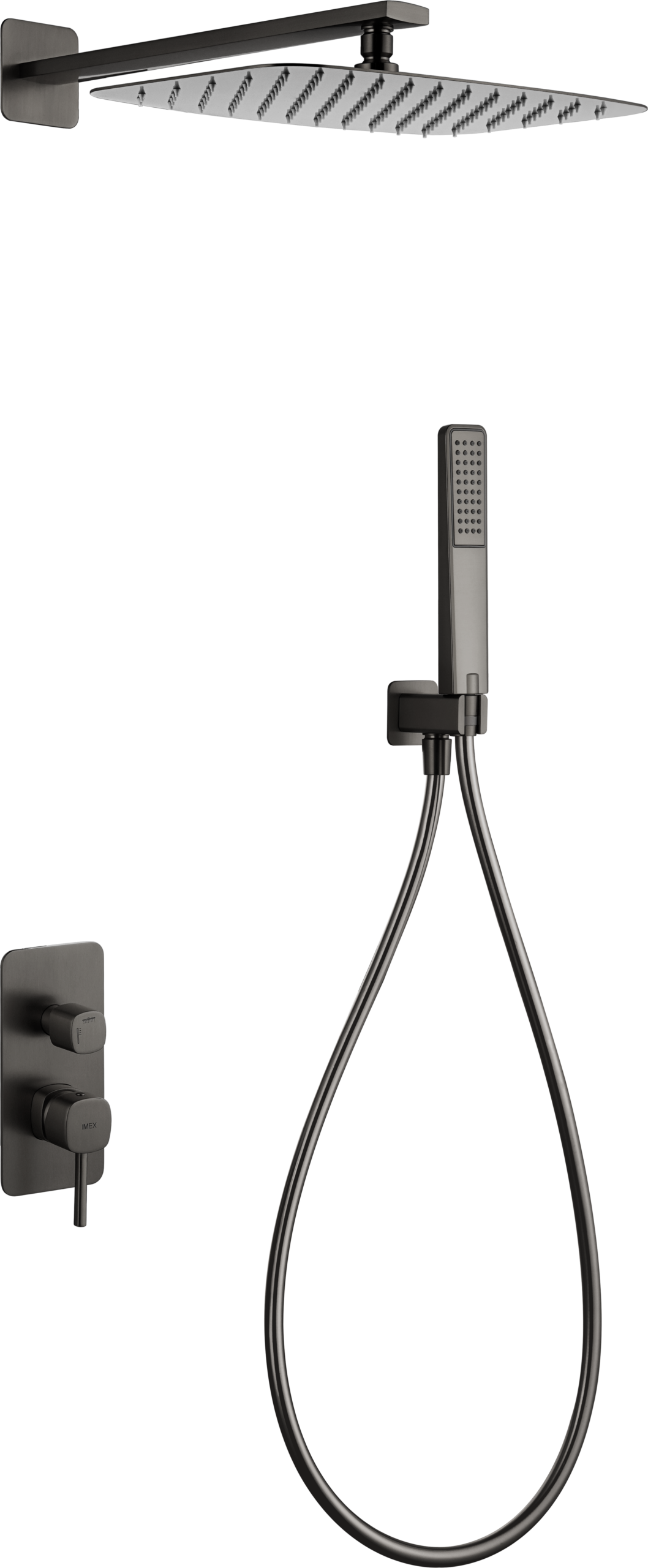 Conjunto de ducha monomando empotrado Toscana Imex – Black gun metal