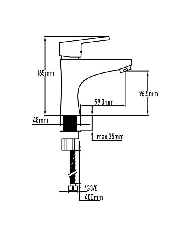 Grifo monomando de lavabo serie Bidasoa – Negro – imagen 2