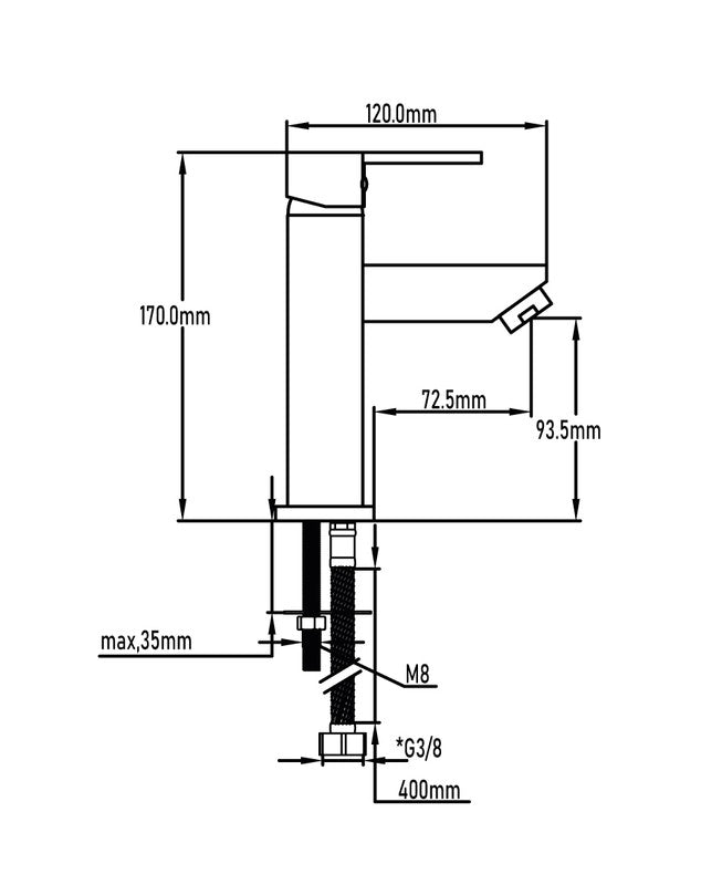 Grifo monomando de lavabo serie Amazonas – Negro – imagen 2