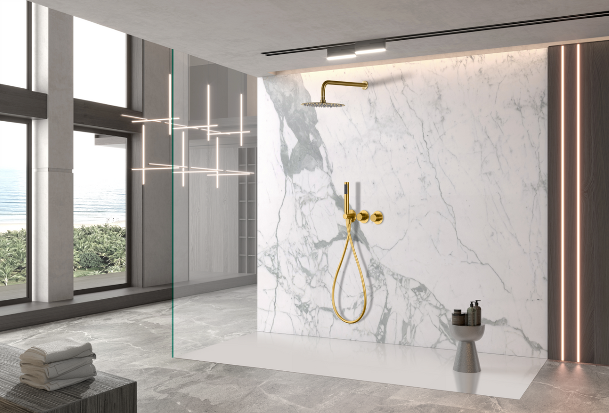 Conjunto de ducha monomando empotrado Assen IMEX – Oro cepillado – imagen 7