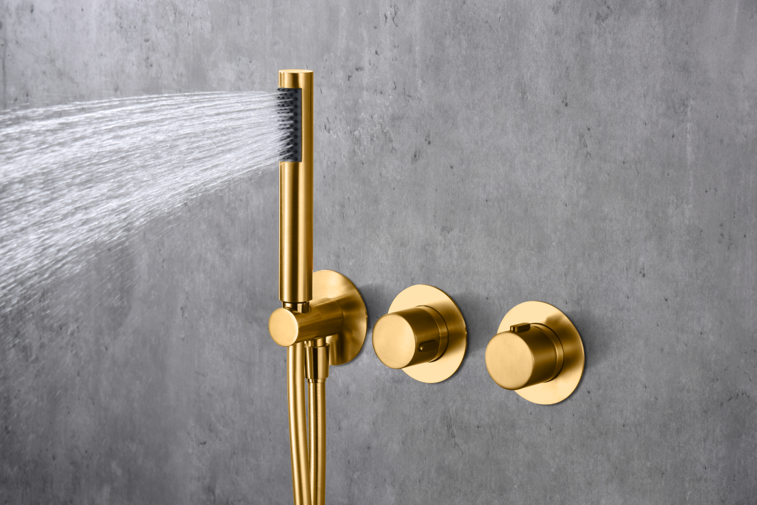 Conjunto de ducha monomando empotrado Assen IMEX – Oro cepillado – imagen 8
