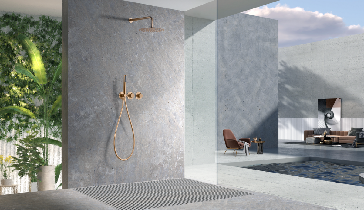 Conjunto de ducha monomando empotrado Assen IMEX – Oro rosa cepillado – imagen 2