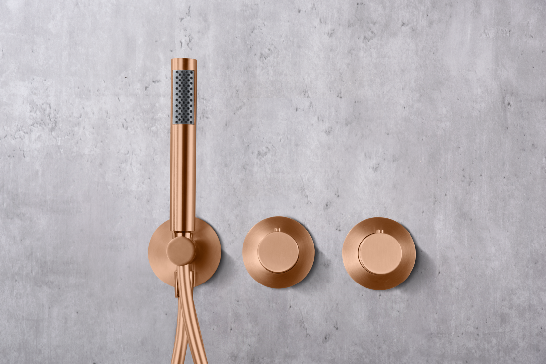 Conjunto de ducha monomando empotrado Assen IMEX – Oro rosa cepillado – imagen 3