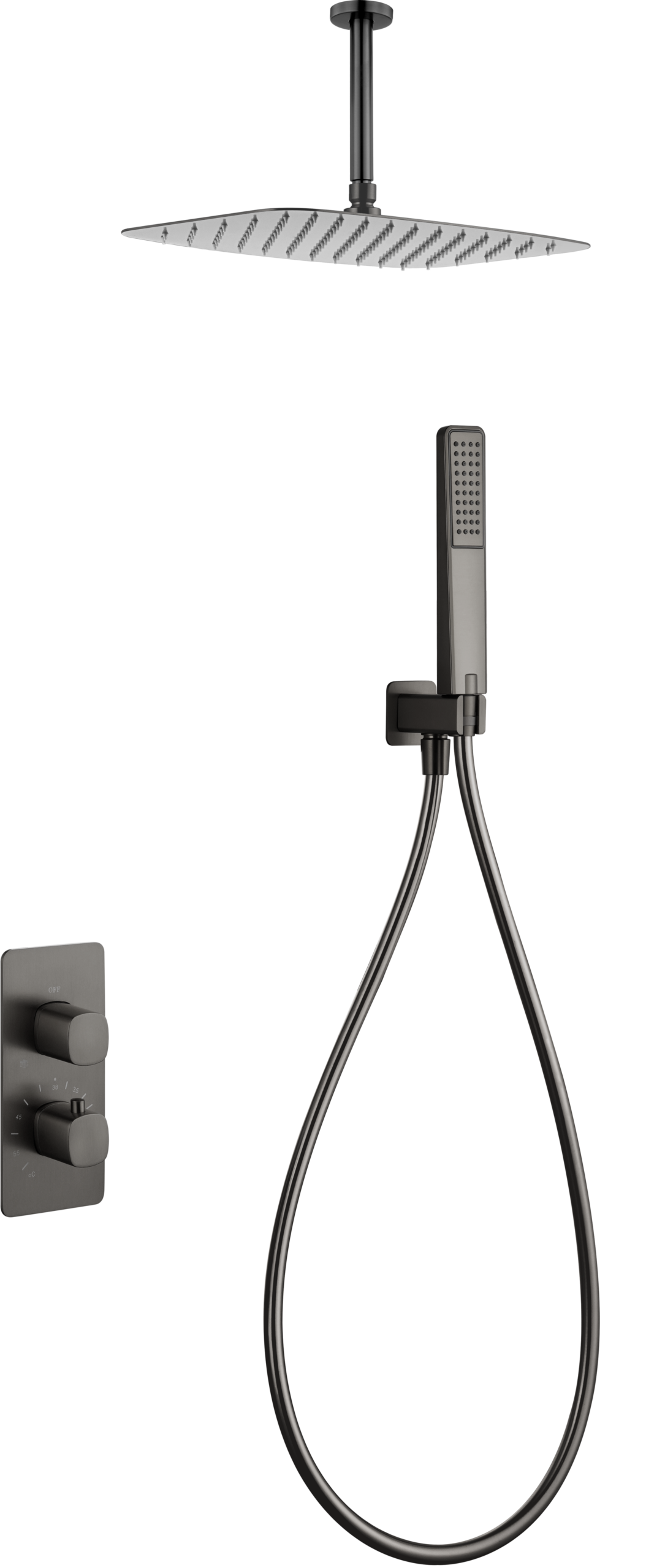 Conjunto de ducha termostático empotrado Arezzo Imex – Black gun metal