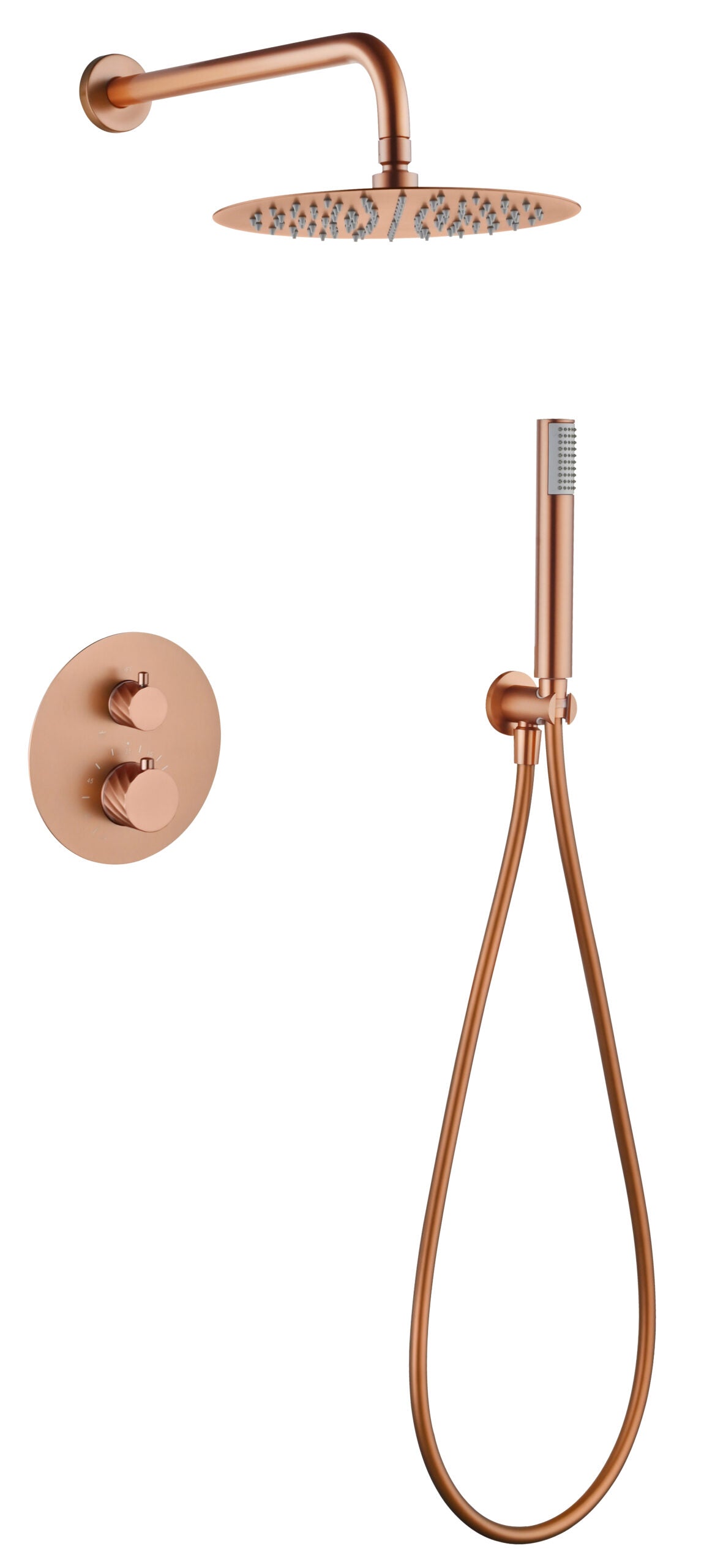Conjunto de ducha termostático empotrado Bless Imex – Oro rosa cepillado