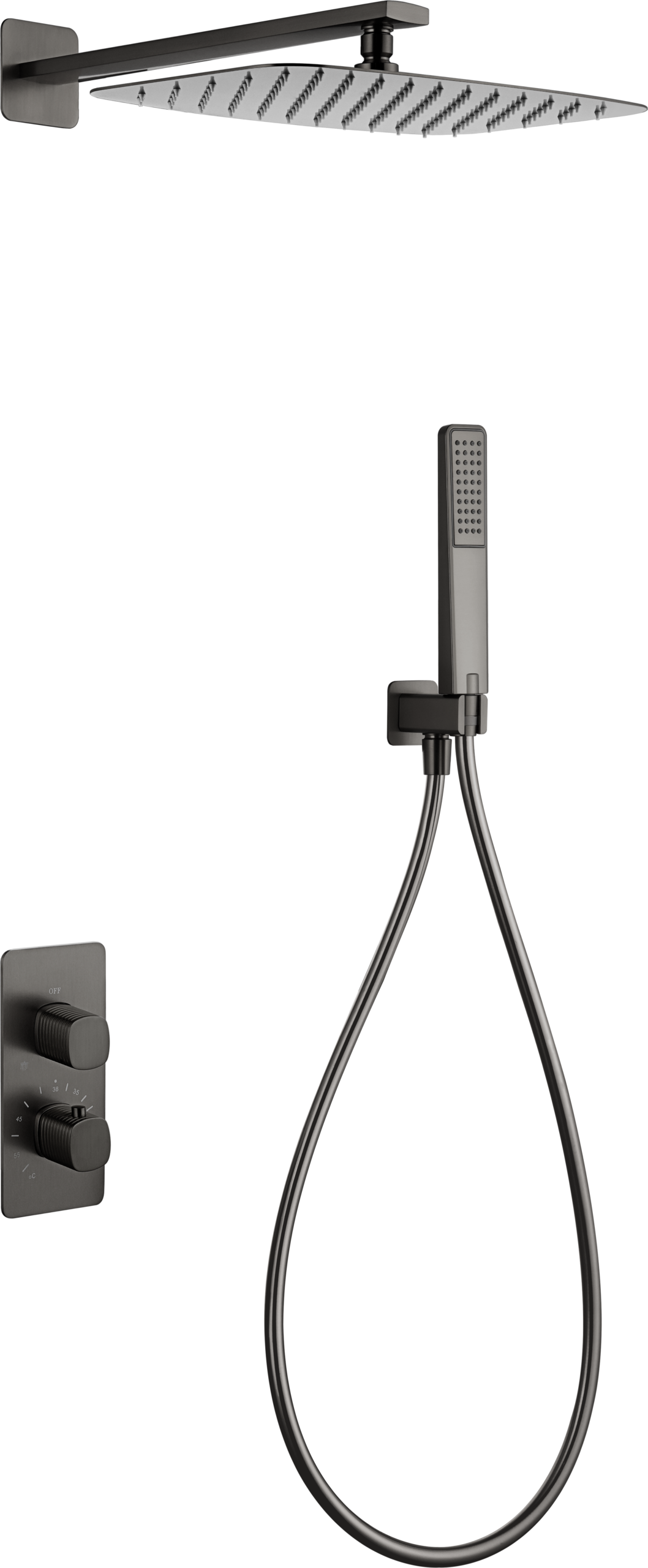Conjunto de ducha termostático empotrado Firenze Imex – Black gun metal