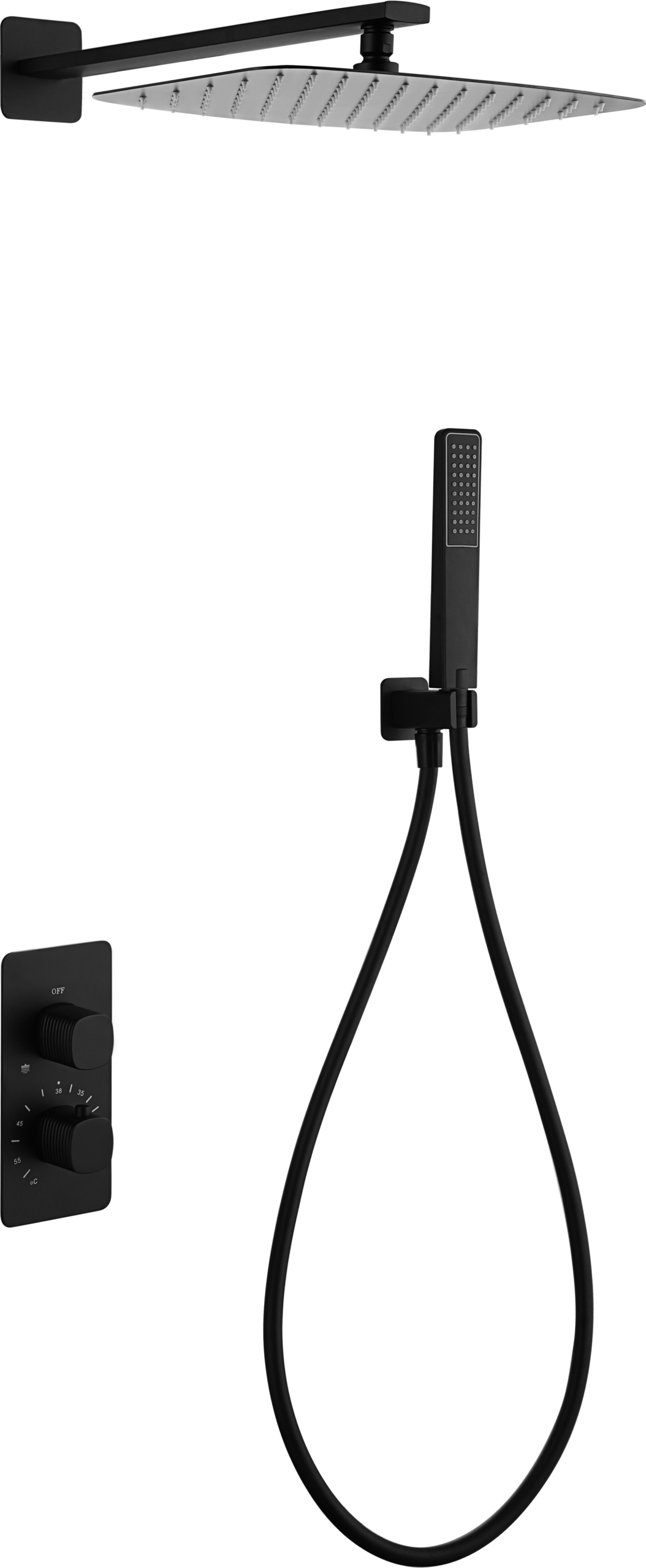 Conjunto de ducha termostático empotrado Firenze Imex – Negro mate