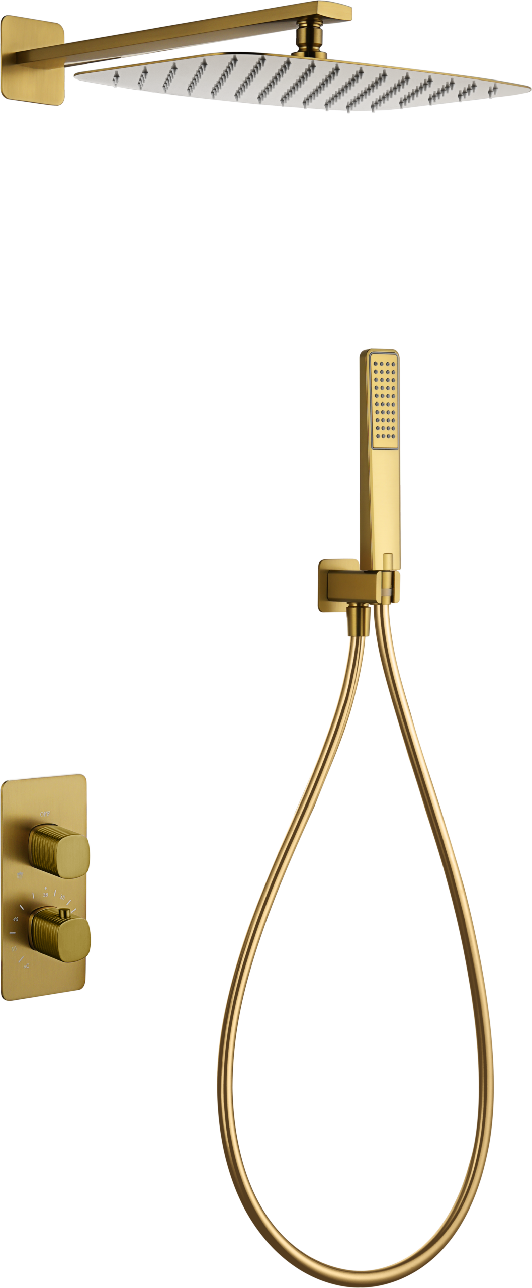 Conjunto de ducha termostático empotrado Firenze Imex – Oro cepillado