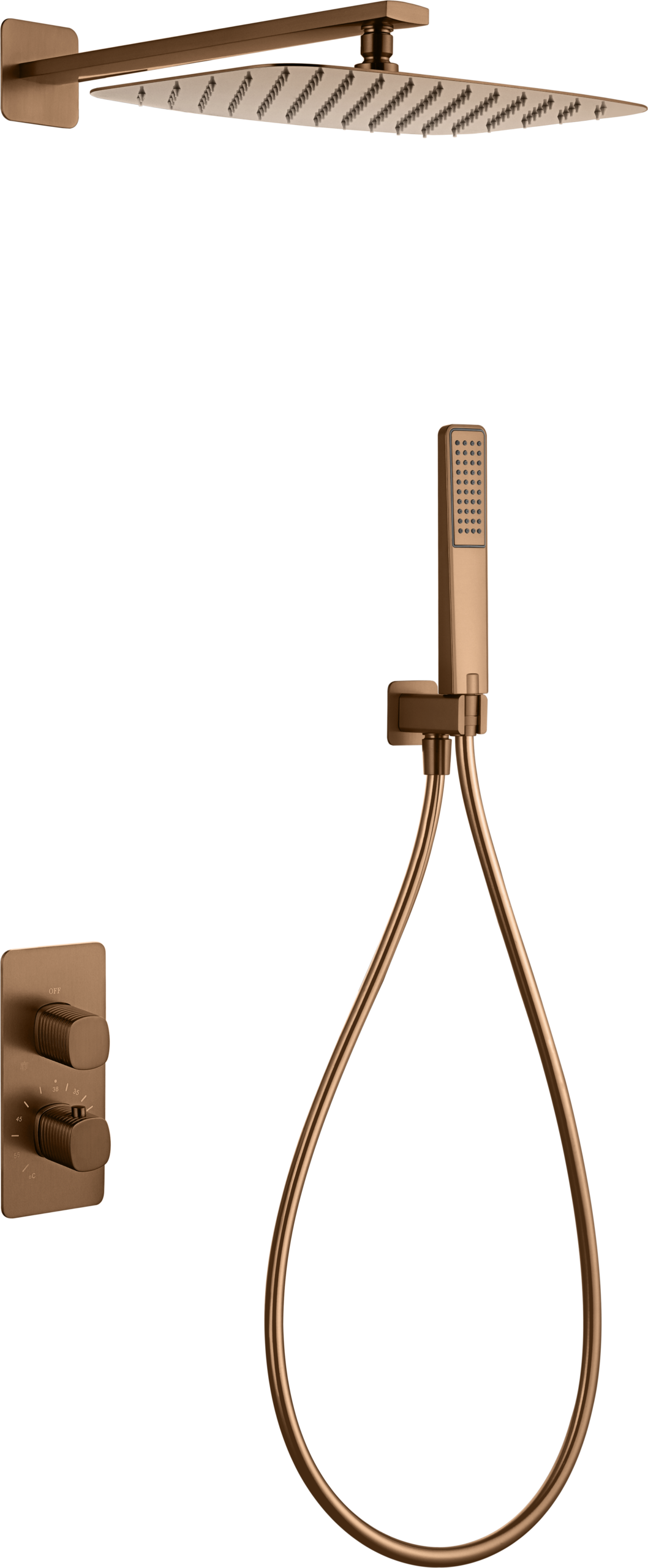 Conjunto de ducha termostático empotrado Firenze Imex – Oro rosa cepillado