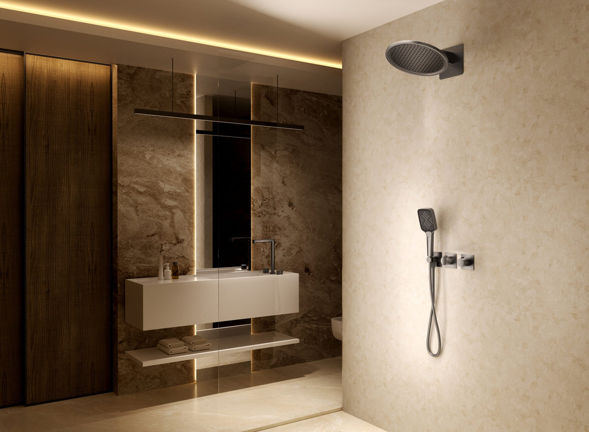 Conjunto de ducha termostático empotrado Inari IMEX – Oro cepillado – imagen 17
