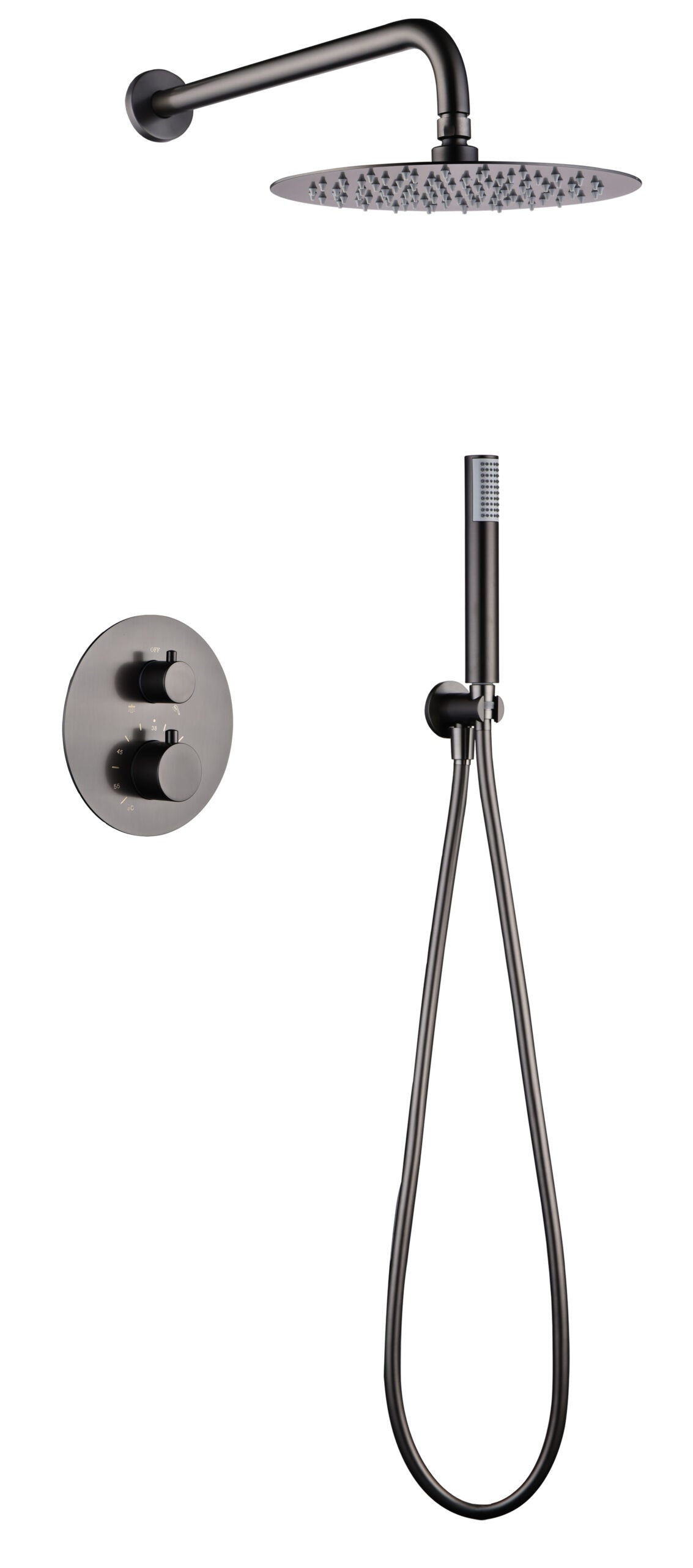Conjunto de ducha termostático empotrado Monza Imex – Black gun metal