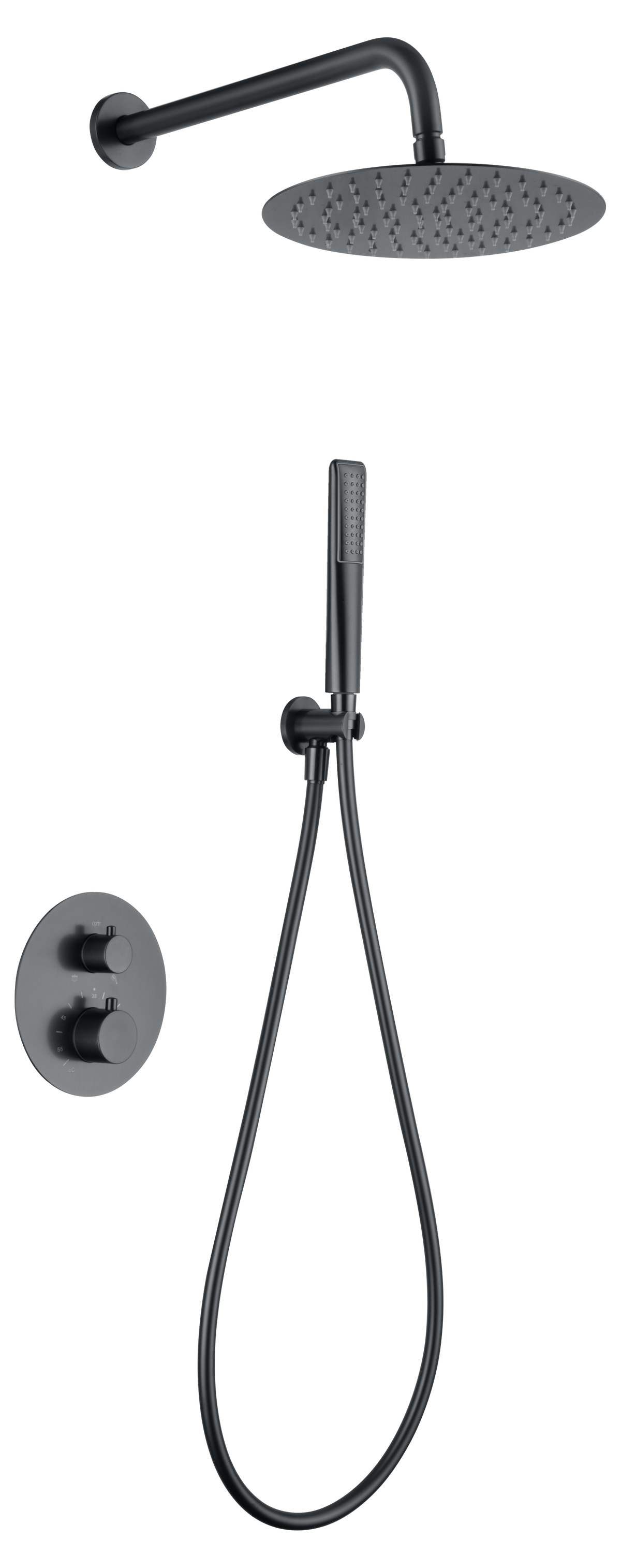 Conjunto de ducha termostático empotrado Nápoles Imex – Black gun metal
