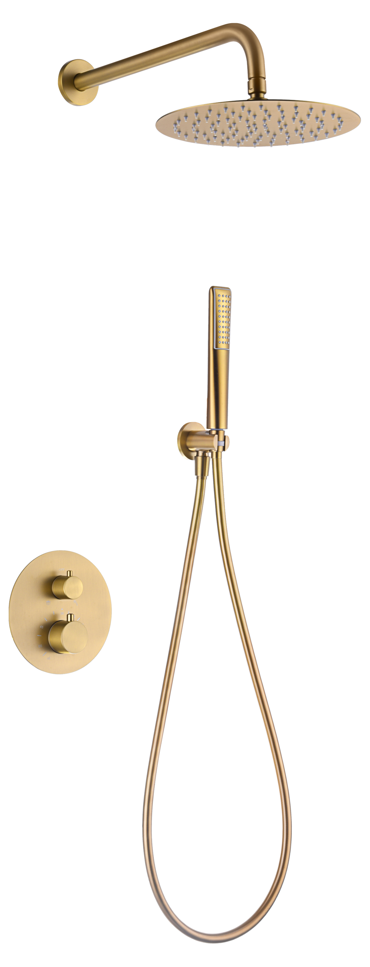 Conjunto de ducha termostático empotrado Nápoles Imex – Oro cepillado