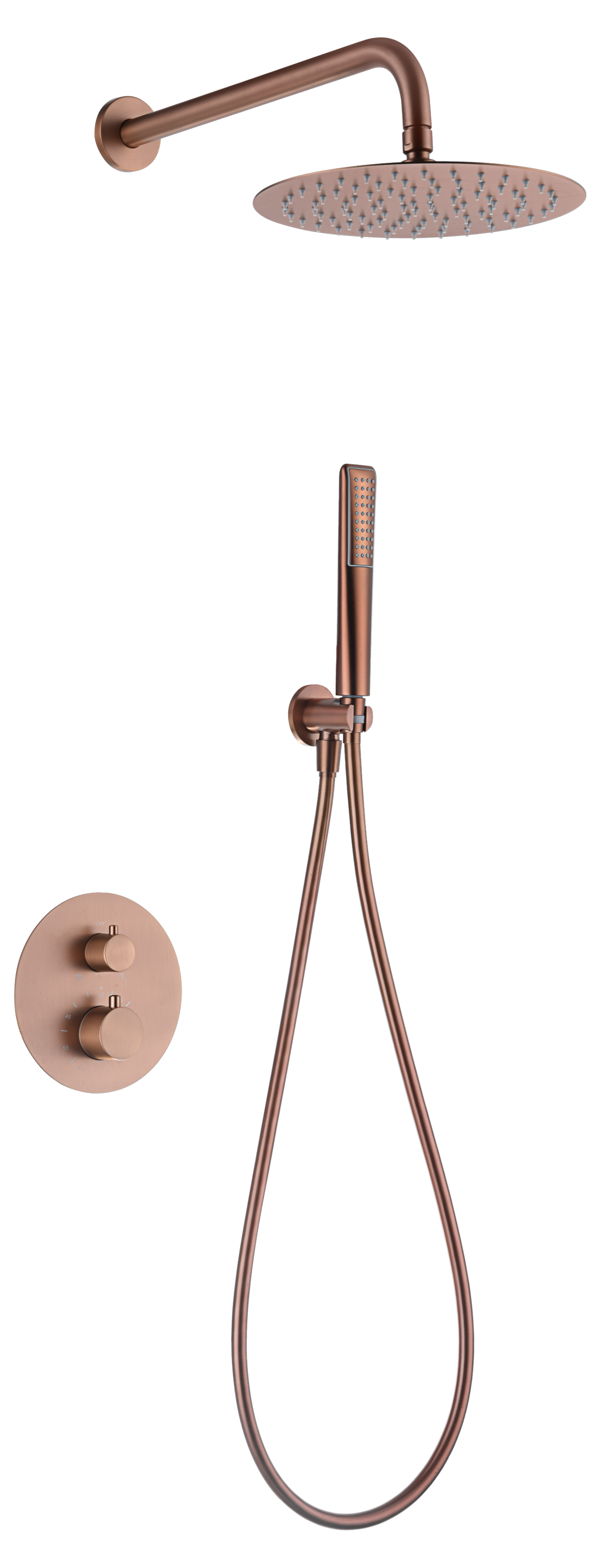 Conjunto de ducha termostático empotrado Nápoles Imex – Oro rosa cepillado