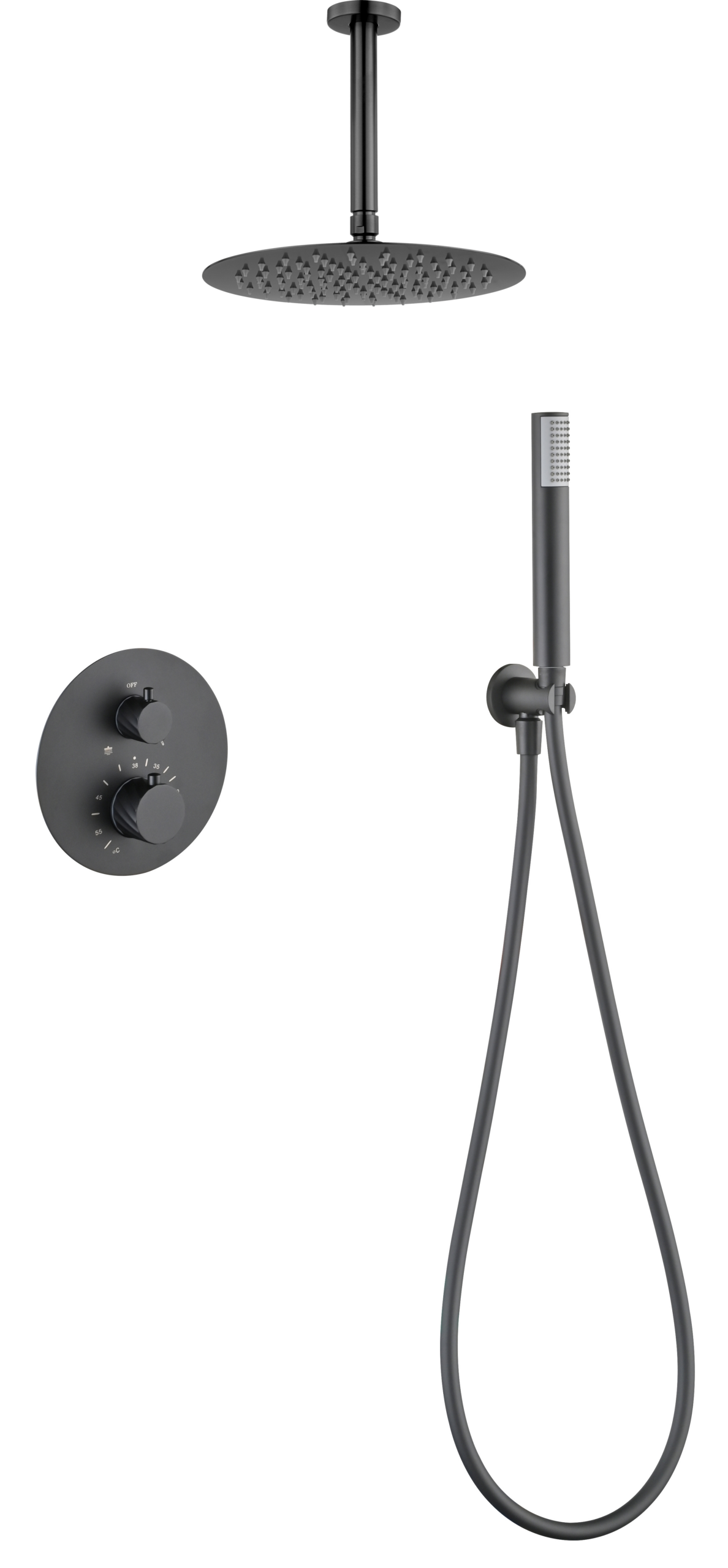 Conjunto de ducha termostático empotrado Palau Imex – Black gun metal