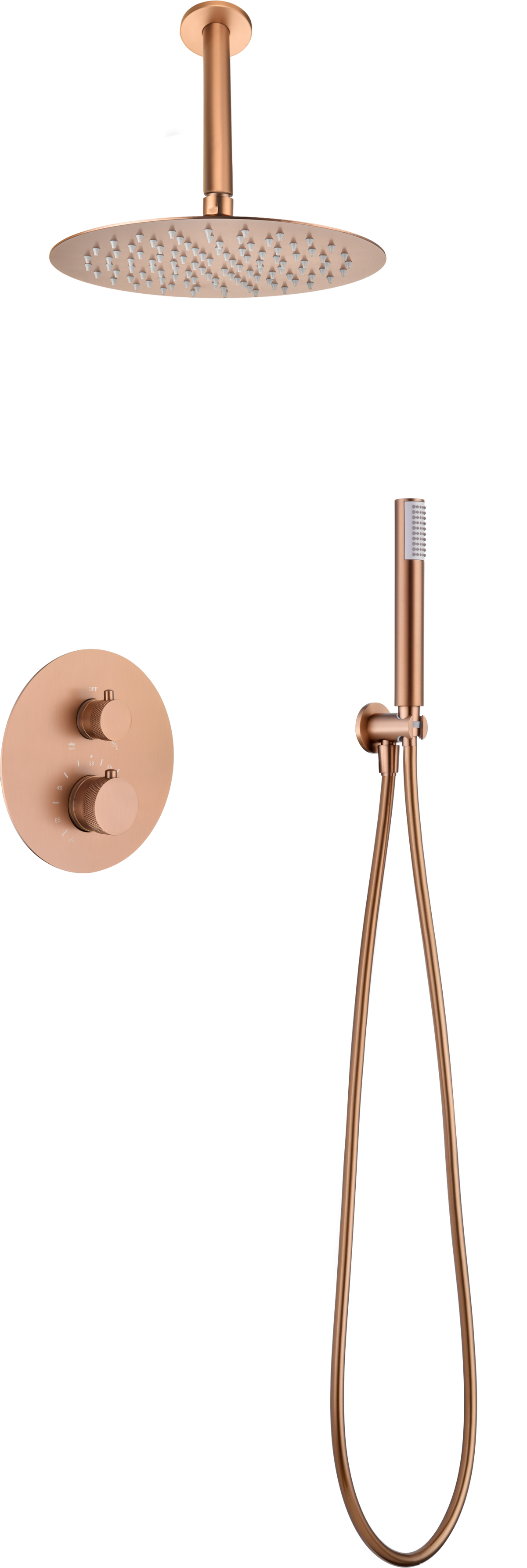 Columna de ducha termostática empotrada Top Imex – Oro rosa cepillado