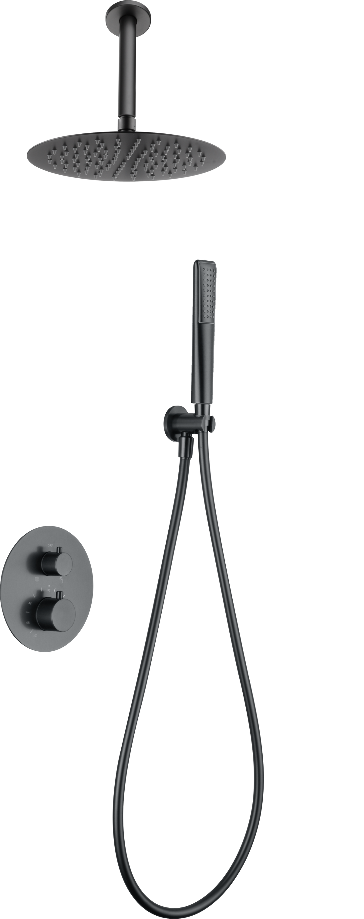 Conjunto de ducha termostático empotrado Salerno Imex – Black gun metal