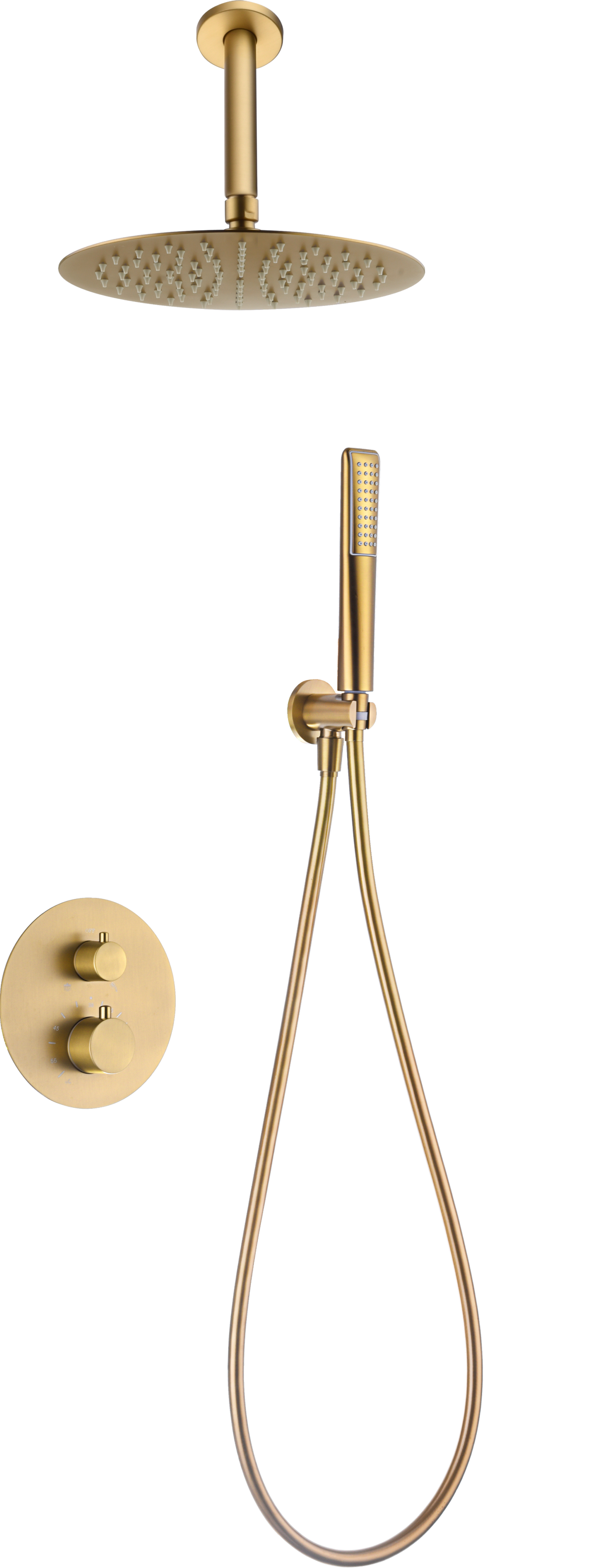 Conjunto de ducha termostático empotrado Salerno Imex – Oro cepillado