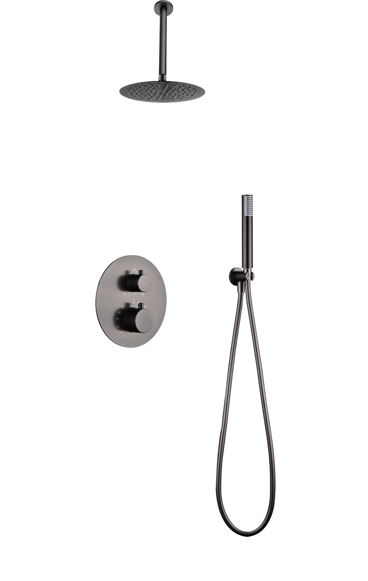 Conjunto de ducha termostático empotrado Tívoli Imex – Black gun metal
